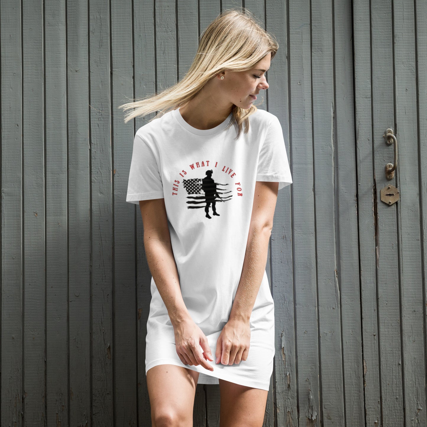 This is What I Live For Cotton t-shirt dress (military)