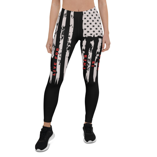 This is What I Live For Leggings (Flag) Blk