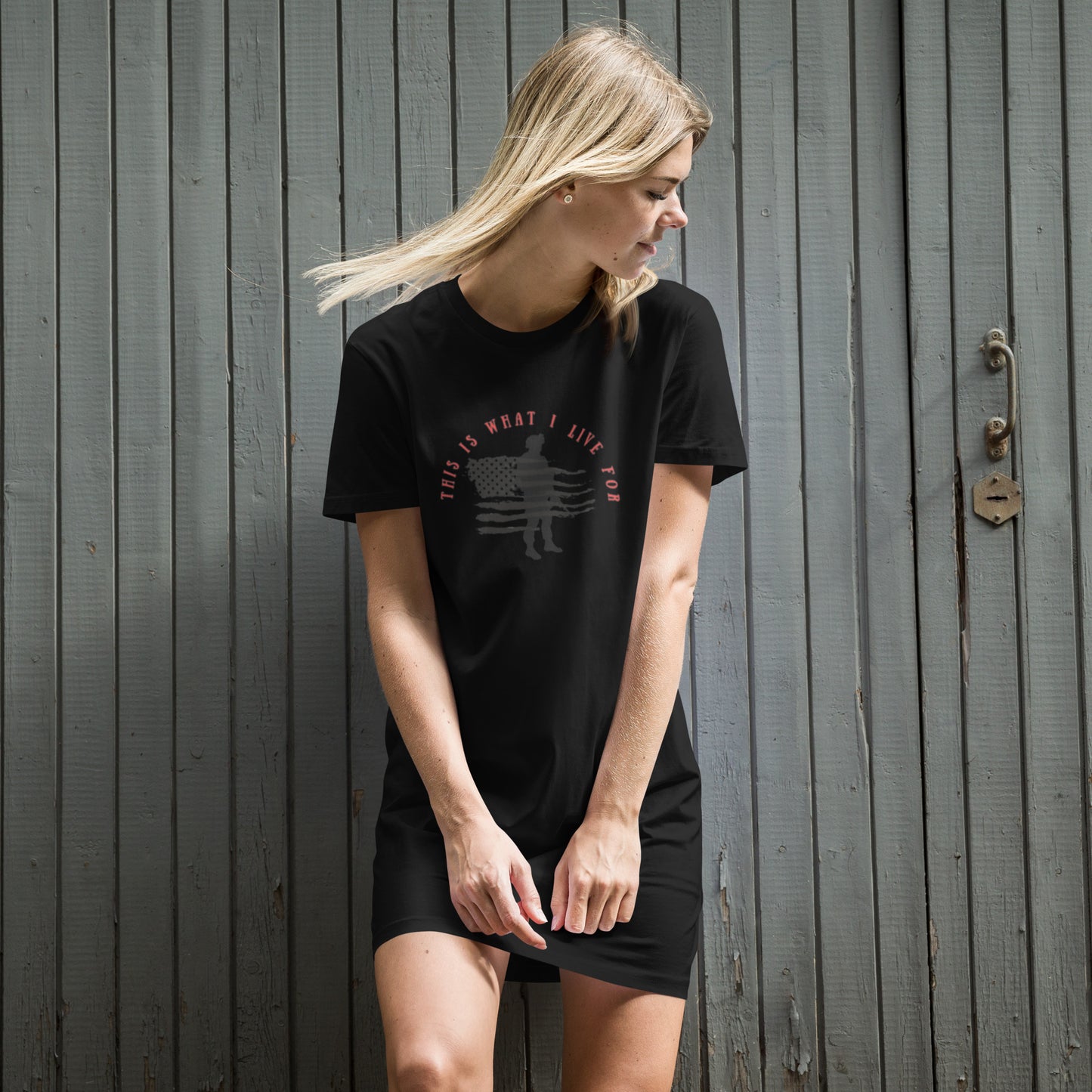 This is What I Live For Cotton t-shirt dress (military)